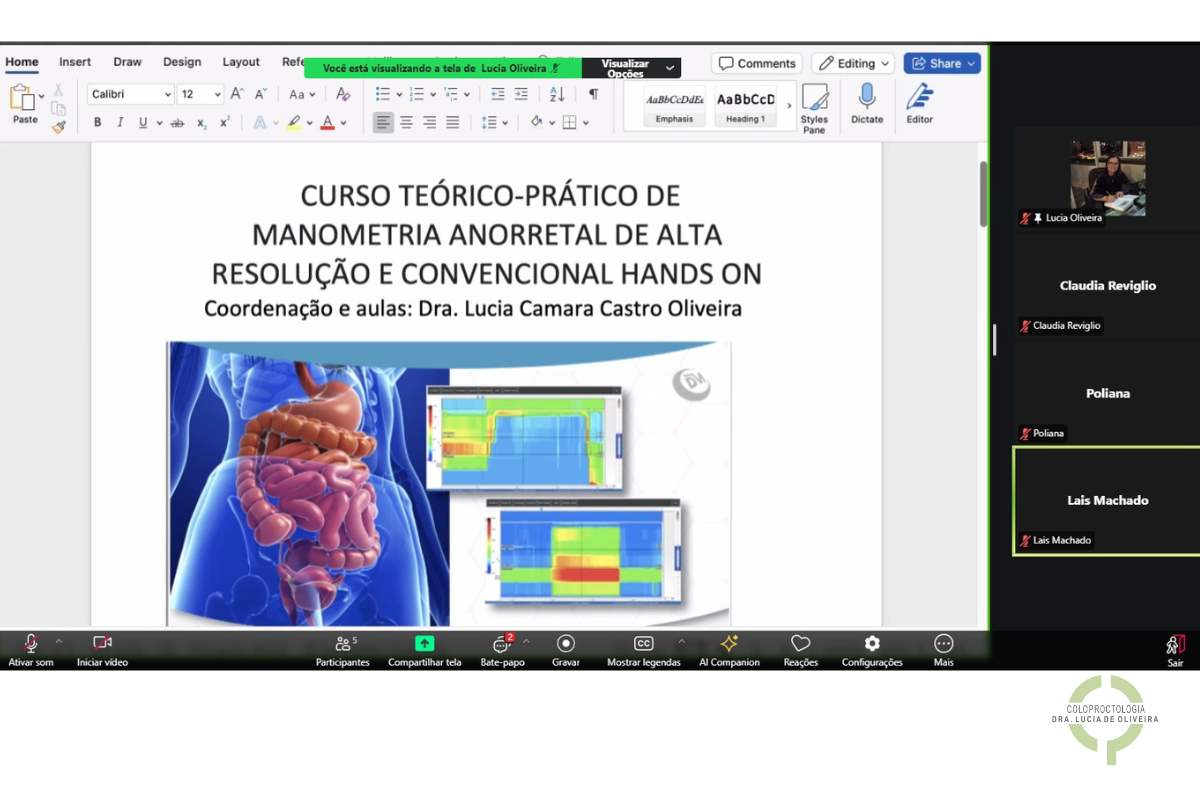 Curso Teórico-Prático de Manometria Anorretal de Alta Resolução e  Convencional Hands On – Dra. Lucia de Oliveira – Coloproctologista –  Clínica de Coloproctologia