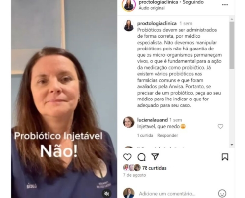 Probiótico injetável, jamais! Alerta Dra Lucia de Oliveira