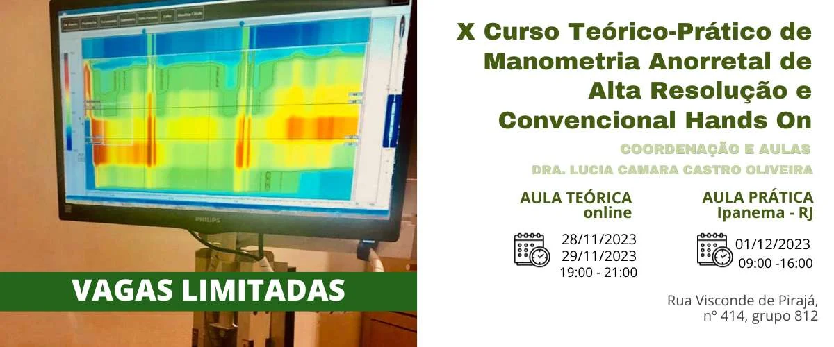 Participe do X Curso Teórico-Prático de Manometria Anorretal de Alta Resolução e Convencional Hands On