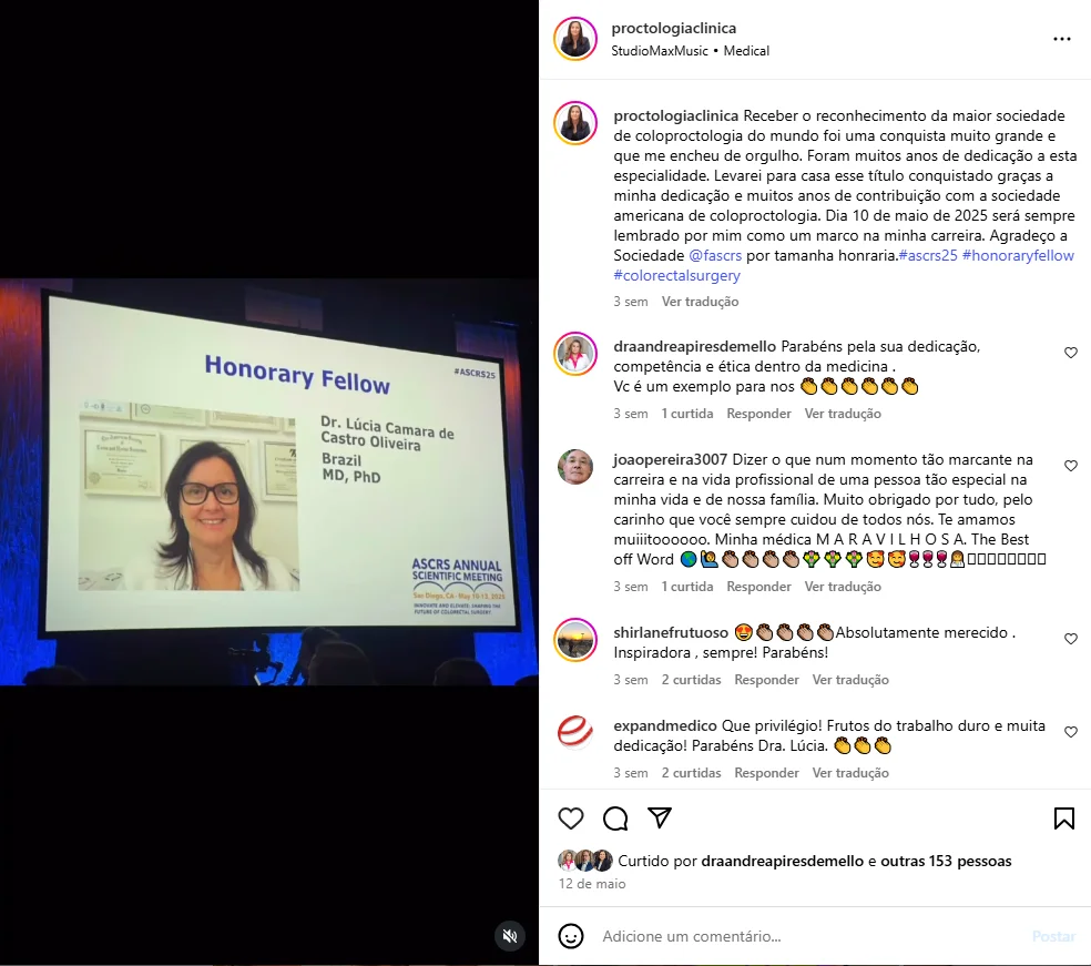 Dra. Lucia Oliveira é destaque internacional ao discutir os avanços atuais da proctologia
